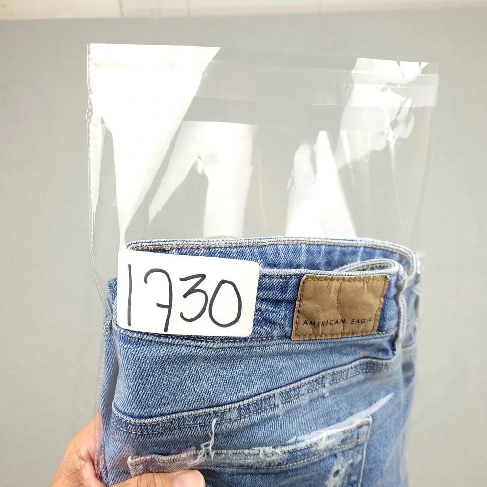 American Eagle Mom Straight Jeans Womens Sz 4 High Rise Distressed Denim Blue